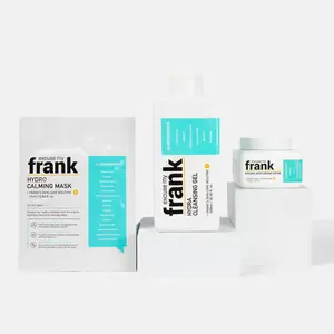 Excuse My Frank 3-Piece Starter Skincare Set with Oligo-Hyaluronic Acid - Hydra Calming Mask, Hydra Cleansing Gel, Intense Moisturizing Cream