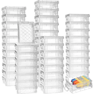 50 Pcs Plastic Crayon Box with Lid 4.8 x 3.4 x 1.6 In Crayon Storage Containers Bulk for Office School Classroom Supplies Pen Pencil Art Crafts(Clear)