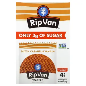 Rip Van Wafels Dutch Caramel & Vanilla, 4 Pack, 1.16 oz (33 g) Each