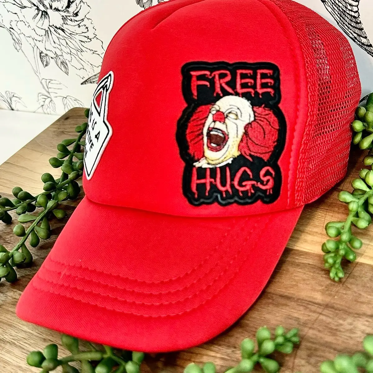 Free Hugs Horror Clown Patch Hat for Unisex