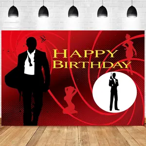 Agent Birthday Banner Backdrop  Spy Movie Theme Background Decor for Men Boys Birthday Party Celebration Decorations Supplies 72x43in