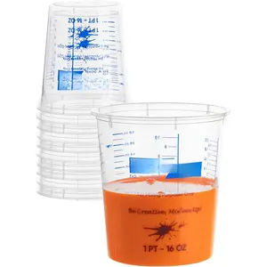 16 Oz Disposable Measuring Cups for , Pack of 10 Clear Graduated Plastic Mixing  Epoxy Measuring Cups, Reble Use for , Epoxy , Art, Kitchen - Liquid Mixing Cups