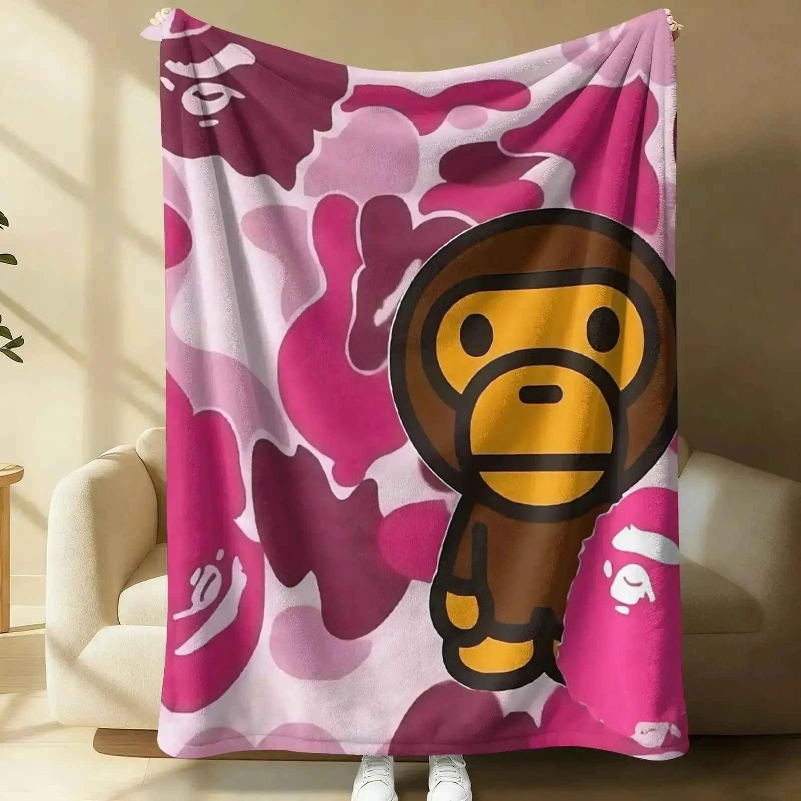 Colorful Patchwork Streetwear Cartoon Flannel Throw, Soft Lightweight AC Blanket for Sofa, Living Room, Office, Travel, Camping & Movie Nights, Viral Aesthetic Home Decor, Birthday Christmas Gift for Gamers, Kids, Teens & Adults