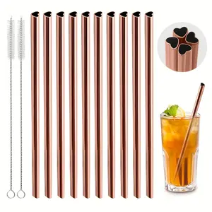 Reusable Heart Straws Set – Stainless Steel Straws for Wedding, Bridal Shower & Parties