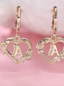 Heart-Shaped Flower High Quality Earrings, Small Letter Design, Unisex Fashion Jewelry, Perfect Gift for Her & Him