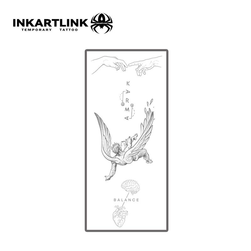 INKARTLINK Tattoo Tech, 2 Sheets Semi-Permanent Temporary Tattoos ,Fallen Angels,Adult Art Design,Lasts 1-2 Weeks, Waterproof, Realistic Look, No Adhesive, No Reflection,For Man And Woman,Ideal for Swimming, Party