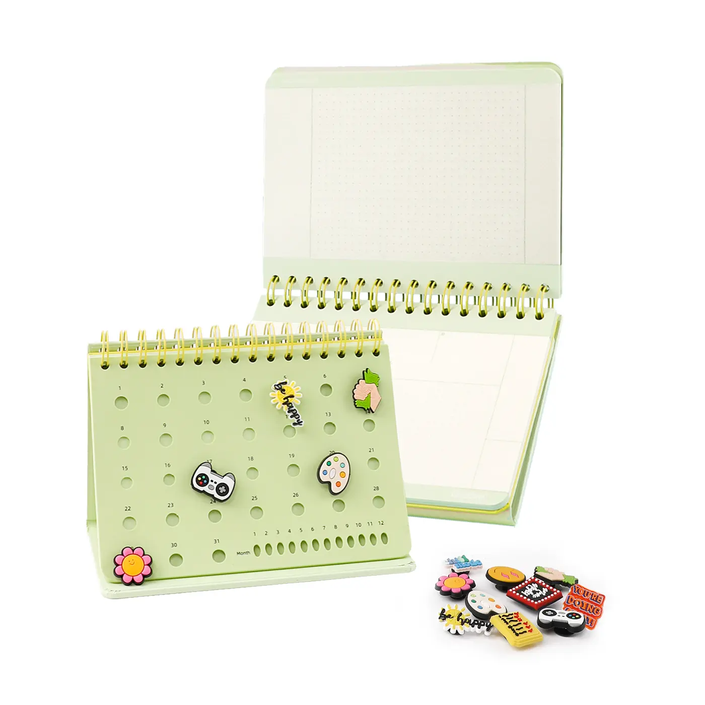 Grabie 2-IN-1 POPIN Notebook - Back to School, Desktop Calendar Planner with Colored Dot Pages, Writing Stationery, Colored Dot Notebooks, Class Reward Gift Idea, School Supplies