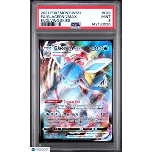 2021 POKEMON SWORD & SHIELD EVOLVING SKIES #041 FULL ART/GLACEON VMAX PSA 9