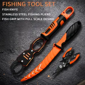 [W] Heavy-Duty Aluminum Fishing Pliers with Digital Scale & Stainless Steel Knife - Multifunctional Fish Gripper, Pull Scale, Corrosion-Resistant Coating & Ergonomic Non-Slip Grip - Portable Fishing Kit with Lip Gripper, Hook Remover