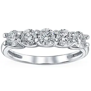 1Ct T.W. Five Stone Diamond Wedding Ring 14k White or Yellow Gold Lab Grown