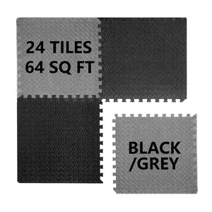 Puzzle Exercise Mat ½ in, EVA Interlocking Foam Floor Tiles for Home Gym, Mat for Home Workout Equipment, Floor Padding for Home, Black, 20 in x 20 in x ½ in, 64 sq ft - 24 tiles