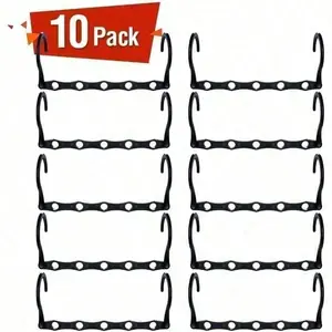 10 Pcs Advanced Rotating Hangers In Black Plastic. Space-Saving, Anti-Slip And Easy To Use, Ideal For Efficient Wardrobe, Closet And Autumn-Winter Bathroom Storage Organization.