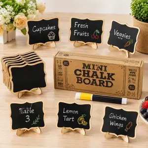 Mini Chalkboard Signs, 20 Pack Framed Small Chalk Board Food Labels with Easel Stand for Party Buffet or Wedding Celebration, Wooden Blackboard as Place Cards for Table Setting or Numbers