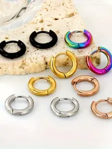 Unisex Punk Style 316 Stainless Steel Hoop Earrings, Hypoallergenic Non-Fading Multifunctional Ear Hoops, Minimalist Everyday Fashion Hoop Jewelry