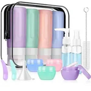 16 Pcs Silicone Bottles Set, Leak-Proof Design, Travel Size, TSA Approved for Toiletries, Portable Containers and Best Gifts for Women (BPA Free)