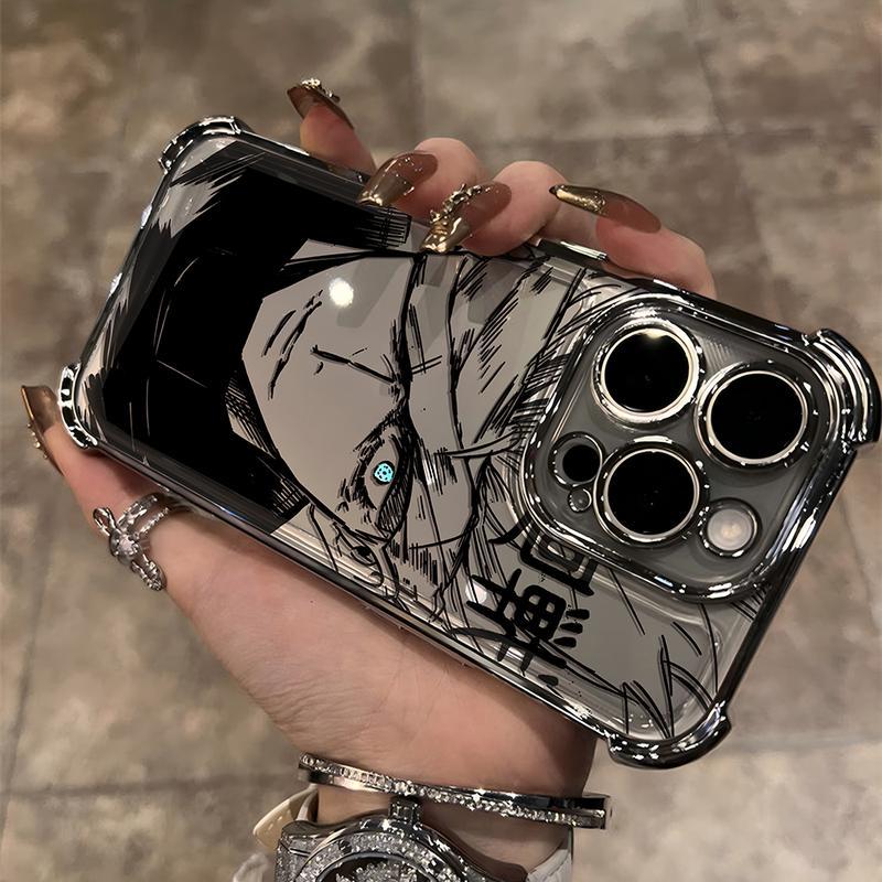 Anime Jujutsu Kaisen Gojo Satoru New Plating Case For iPhone 17 16 15 14 13 12 11 Pro Max Plus Air Shockproof Anti-Fall Armor Smartphone Cellphone Cover Protection Ddw-247Du241111303 Protective Casing Screen Protector