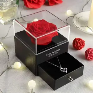 Rose Gift Box Heart Necklace Set - Includes heart-shaped pendant necklace, and exquisite rose gift box packaging - Perfect Mother's Day and Valentine's Day gift for any occasion