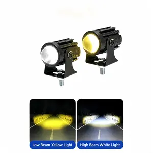 2Pcs Dual-Color Yellow & White Mini Cannon LED Lights, Super Bright Waterproof Trailer Light Assembly, Auxiliary Headlamp for Motorcycle, High-Quality Car Exterior Decoration Accessory, Led Light ，fit most car model， lock cylinder
