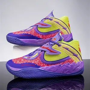 (New)[Sneakers] Basketball Footwear for Men, Offered in Various Colors Such As Purple, Neon Green, And Blue.Features a Breathable Mesh Upper.Ideal for Year-Round Use-Running, Workouts, And Casual Attire.Perfect for Basketball, Jogging