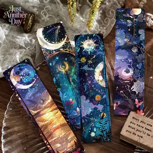 24PCS Stained Glass Style Art Bookmarks, Celestial & Floral Paper Bookmarks for Students, Colorful Decorative Cards for Novels, Textbooks, Reading Markers & Gifts