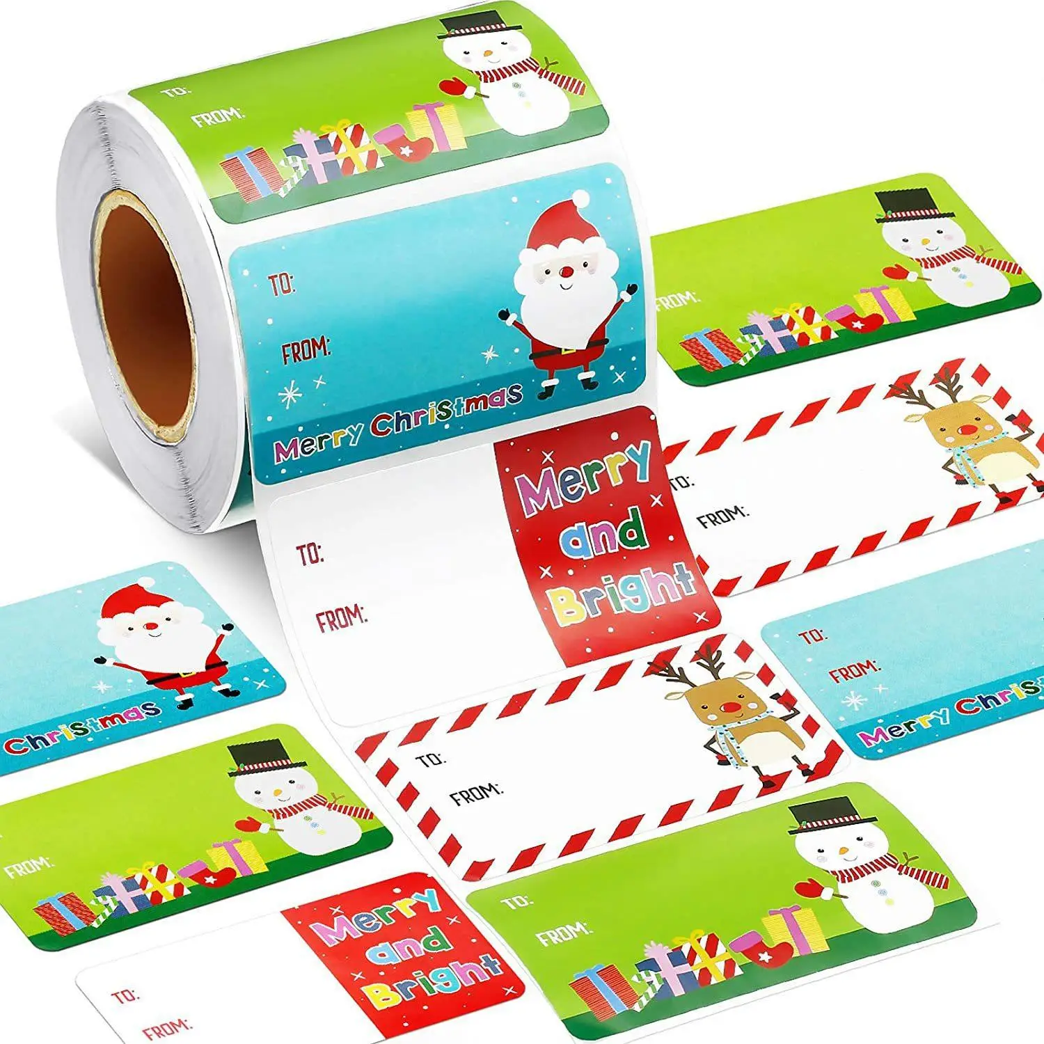 Christmas Themed Sticker, 500pcs/roll Self Adhesive Label, DIY Creative Paster for Scrapbook Ornaments Notebook Students Gifts, Gift Ideas
