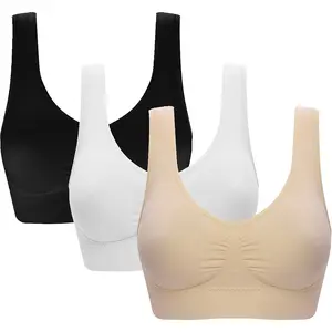 Women's 3 Pack Seamless Comfortable Sports Bra with Removable Pads