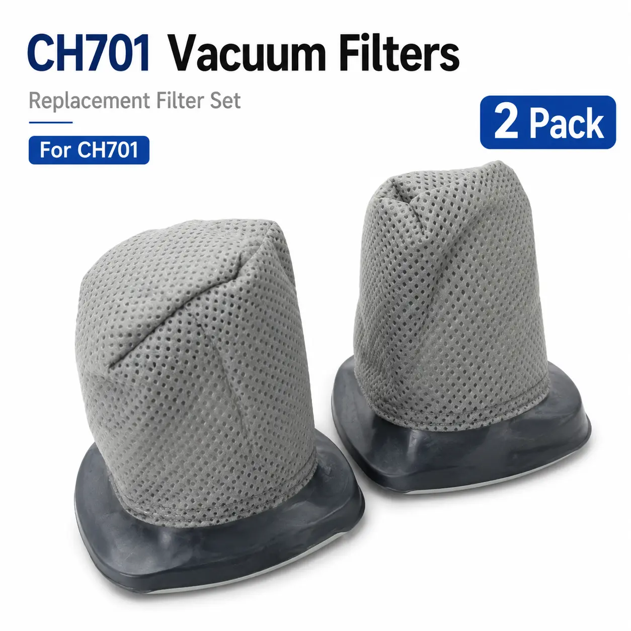 CH701 Vacuum Filter Replacement 2 Pack, Gray Mesh Filter Accessories for Vacuum Cleaner, Easy Install Dust Filter Set