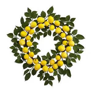 24" Lemon Wreath by Nearly Natural