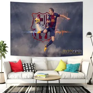 football superstar A-Andres I-Iniesta Tapestry Background Hanging Cloth Bedroom Room Decor Aesthetic Tapestry Wall Party