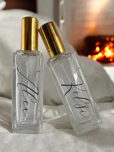 Personalized Glass Perfume Bottles 10ml - Custom Name Engraved Gift with Gold Cap & Script Font - Elegant Refillable US Made Perfume Bottles