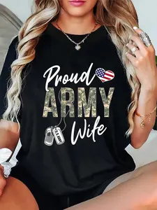 100% Cotton Proud Army Wife Army Graduation Wife US Army Wife Gifts T-Shirt