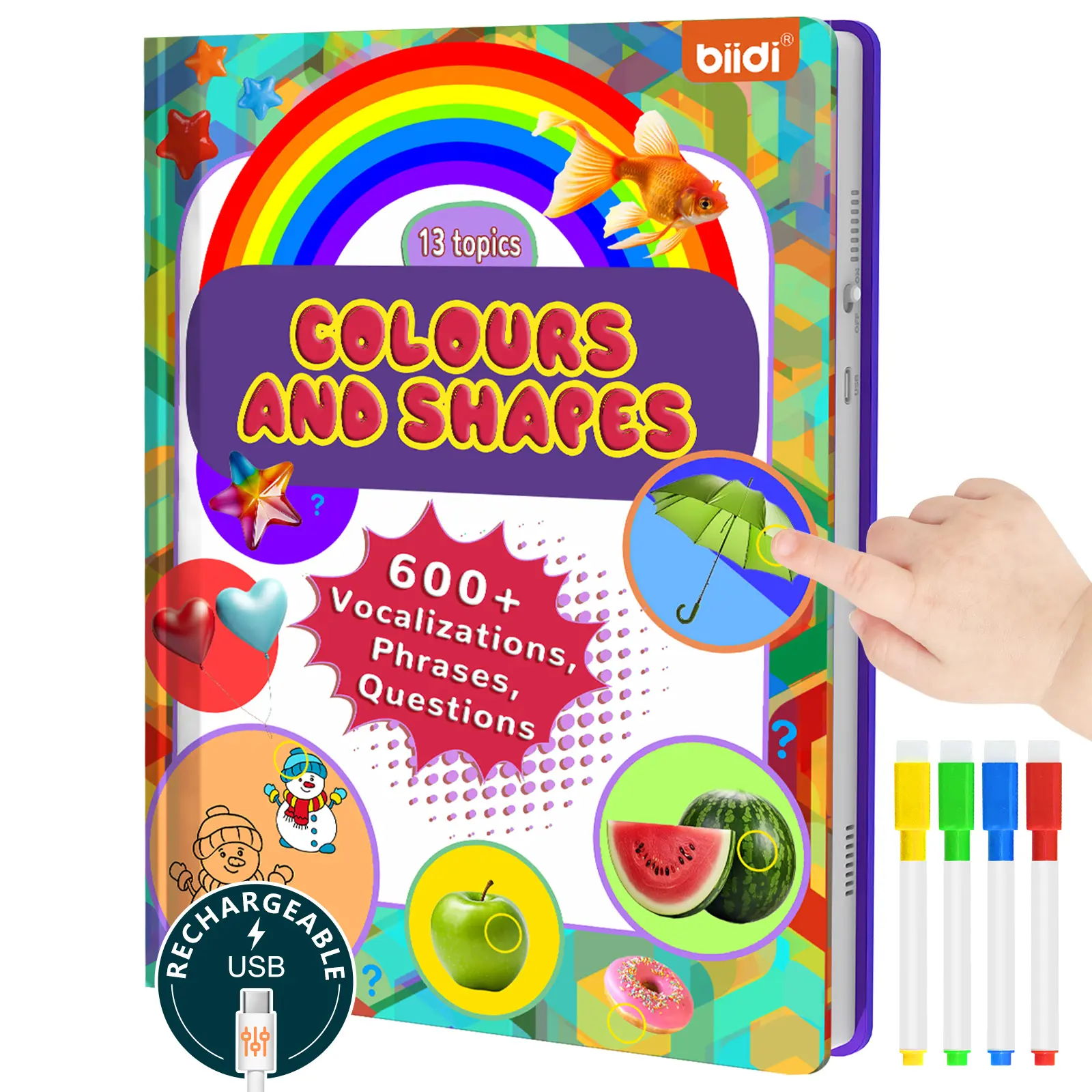 Interactive Talking montessori Preschool Activity Coloring Book ,English Word Sound for Kid Age 2+ boy girl ,Sensory Autism Toy,interactive  for kids Educational Learning Travel Toys t,4 Color Pens,600+Sound board christmas  for toddlers musical Halloween