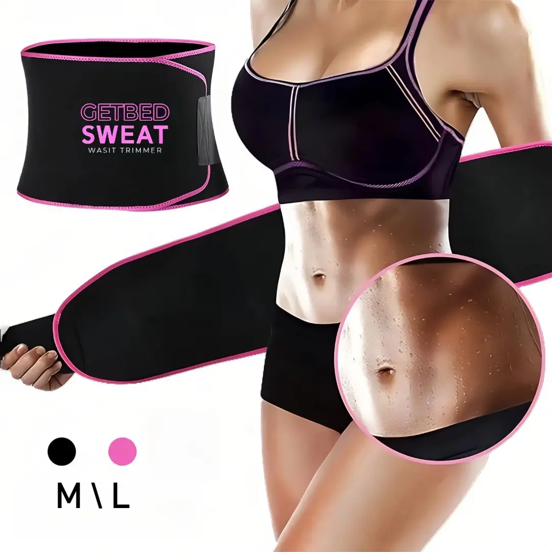Sweat Waist Trimmer for High Intensity Training Workouts - Sweat Band Waist Trainer Beltfor High intensity Training and Gym Workouts, 2 Adustable Sizes, Black/Pink Hydrating Sweat Waist Trimmer Gel Neoprene Trimmer Trainer Belt  waist trainer belt choose