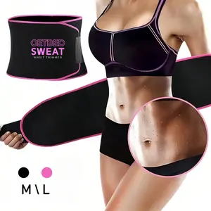 Sweat Waist Trimmer for High Intensity Training Workouts - Sweat Band Waist Trainer Beltfor High intensity Training and Gym Workouts, 2 Adustable Sizes, Black/Pink Hydrating Sweat Waist Trimmer Gel Neoprene Trimmer Trainer Belt  waist trainer belt choose