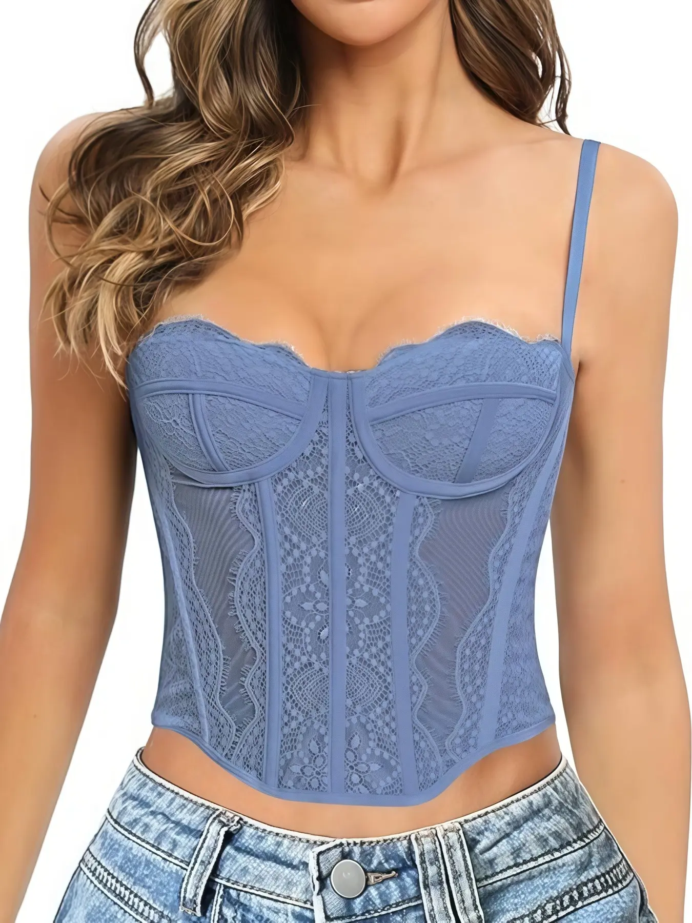 1 Count Women's Solid Color Floral Lace Bustier Corset Tops, Tummy Control Body Shaper Vest, Sexy Backless Corset Top, Waist Trainer, Body Contouring Shapewear, Shapewear Corest With Adjustable Strap, Parties & Nightlife Fashion