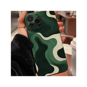 Green Line Pattern Phone Case, Anti-Drop Shockproof Phone Protective Cover, Phone Accessory Compatible With IPhone 6 7 8 X XR XS 11 12 13 14 15 Pro Max, Casing, Durable Phone Cases, Phone Decoration