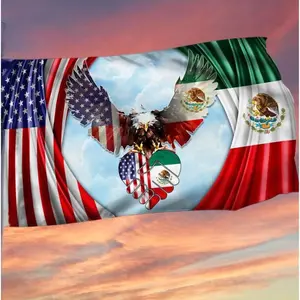 USA Mexico Friendship Flag Eagle Mexican American Flag House Flag Garden Flag