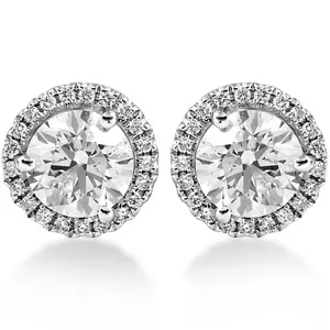 1.60 ct Diamond Halo Studs White Gold Round Brilliant Cut