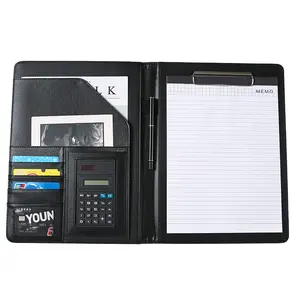 Professional leather portfolio binder for business use, Document organizer with smart storage, calculator, writing pad, – padfolio all in one, office supplies for men and women