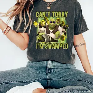 [Sale Up To 50%] Can't Today I'm Swamped Shirt, Shrek Funny Trending Shirt, Fiona and Shrek T shirt, Funny Shrek Trending Tee, Shrek Face Meme Shirt