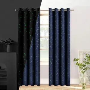 Blackout Curtains for Bedroom,Glow in The Dark Blackout Curtains Navy Blue Curtains 84 inches Long for Living Room,Room Darkening Curtains,52 Wide,2 Panels Set,