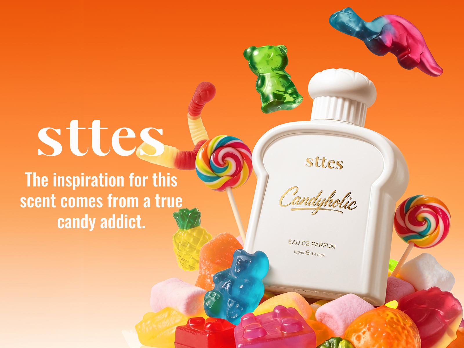 Sttes Candyholic Eau de Parfum for Women 3.4 Fl Oz / 100ml – Sweet Candy Perfume with Cotton Candy, Butterscotch & Vanilla, Candyholic Gourmand Fragrance, Long Lasting Women's Perfume Gift