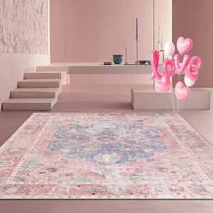 Velvet Home Rug with Vintage Floral Print, Decorative Area Rug, Holiday Decor Carpet for Hallway Living Room Bedroom Door Mat Indoor Outdoor Use