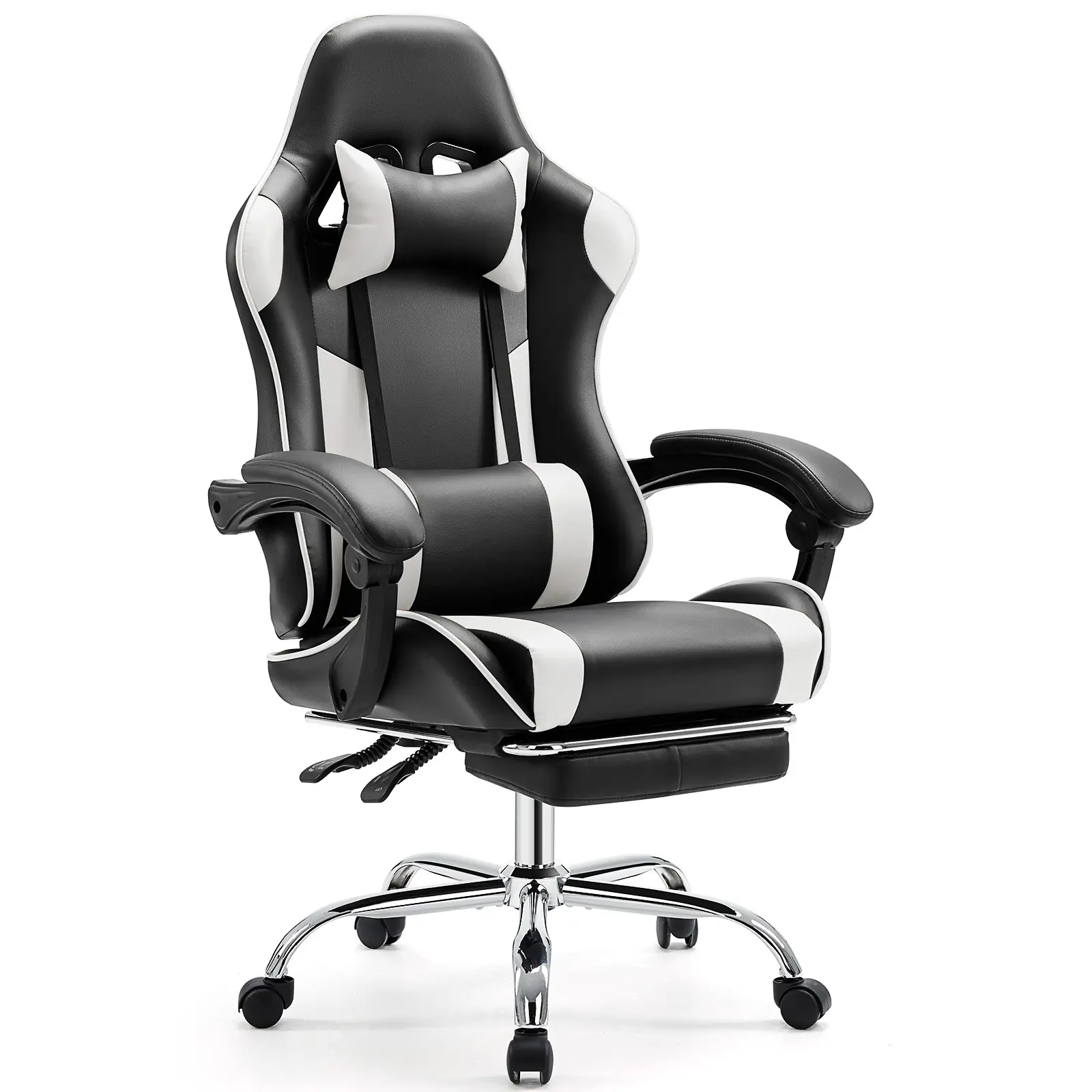 Gaming Chair Desk Chair - with Footrest and Lumbar Support, PU Leather Recliner with Headrest, Fixed Up Armrest, Height Adjustable with 360° Swivel Gaming Chair Desk Chair - with Footrest and Lumbar Support, PU Leather Recliner with Headrest, Fixed Up Armrest, Height Adjustable with 360° Swivel