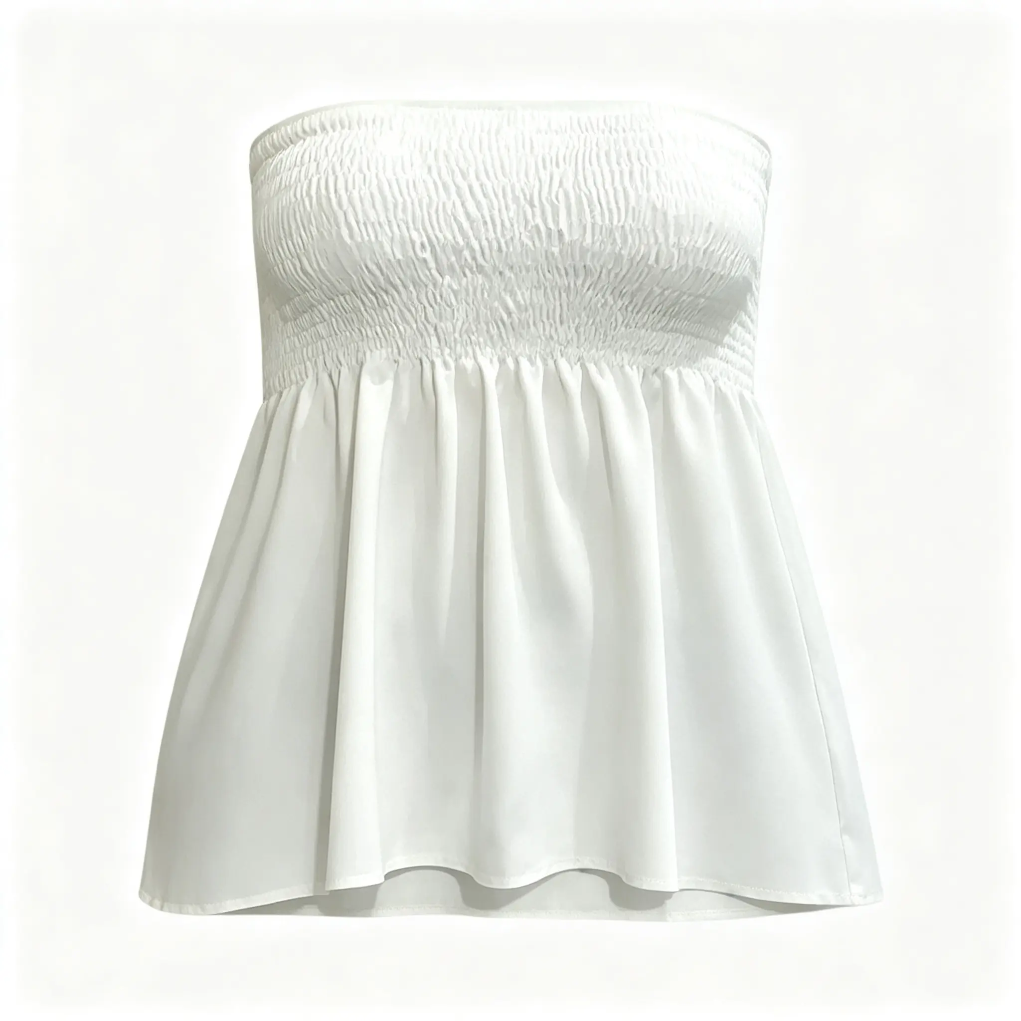 New 2026 European American Women's Solid Off‑Shoulder Top, Ruched Bandeau Cropped Short Sexy Elegant Casual Blouse
