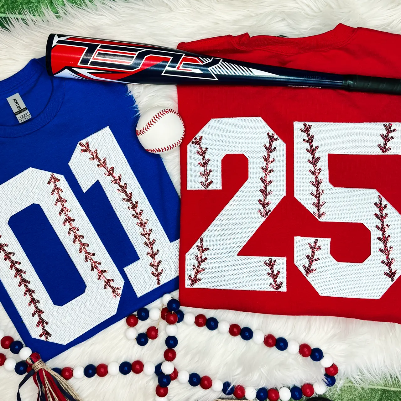 Baseball Number Sequin Patch