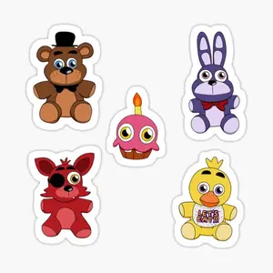 five nights at freddy's plushie gang Sticker - Cute Sticker - Car Stickers - Waterproof Sticker - Bumper Sticker 3x3 inch - Vinyl Sticker Decal for Car Laptop Wall Window Water Bottles Decor Decorative
