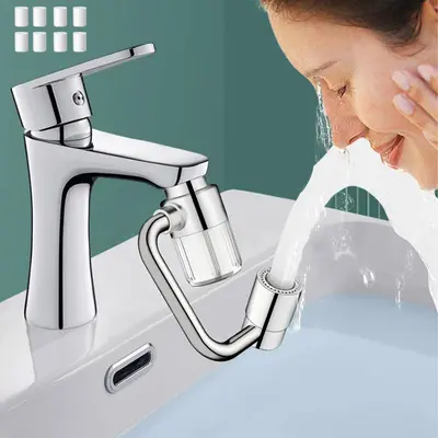 Rotatable Faucet Aerator 1440° Rotating Multifunctional Extension Tap, Rotating Tap Attachment, Universal Swivel Tap Extender, Faucet Extender With Adapter With 2 Modes Water U Shaped Faucet Extender