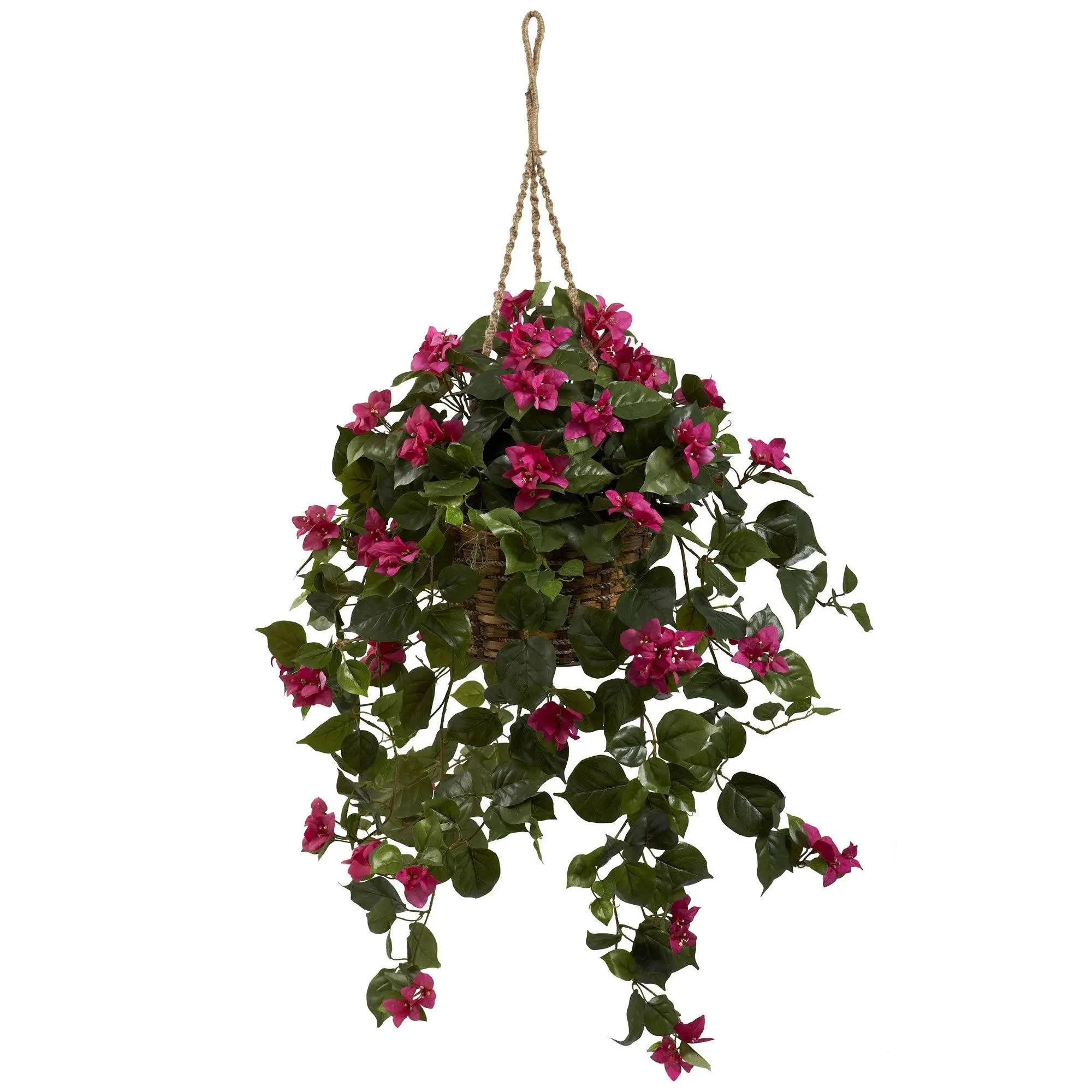 Silk Bougainvillea Flower Hanging Basket - Outdoor Garden Pot, No-Water Needed Home Improvement Supply with Gently Cascading Design