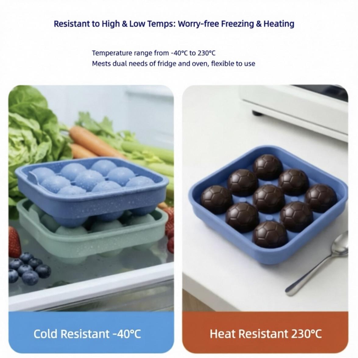 Soccer Ball Ice Cube Tray – Food-Grade Silicone, BPA-Free, Slow-Melting Ice Balls for Whiskey, Cocktails, Juice & Drinks
